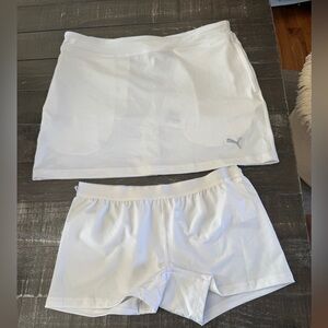 PUMA NWT Girls Solid Knit Skirt With Shorts‎ Bright White Size XL UPF 50+
